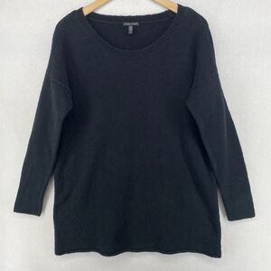EILEEN FISHER Sweater S Organic Cotton Boucle Knit Dolman Sleeve Pullover Black